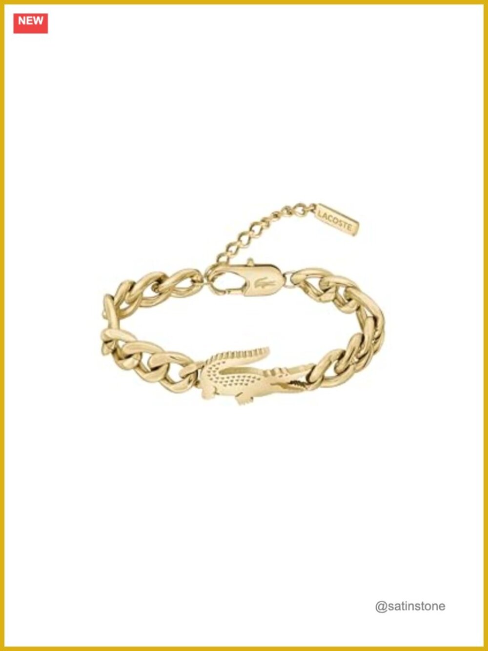 Lacoste Crocodile Bracelet for Women Gold Plated Stainless Steel Adjustable Link